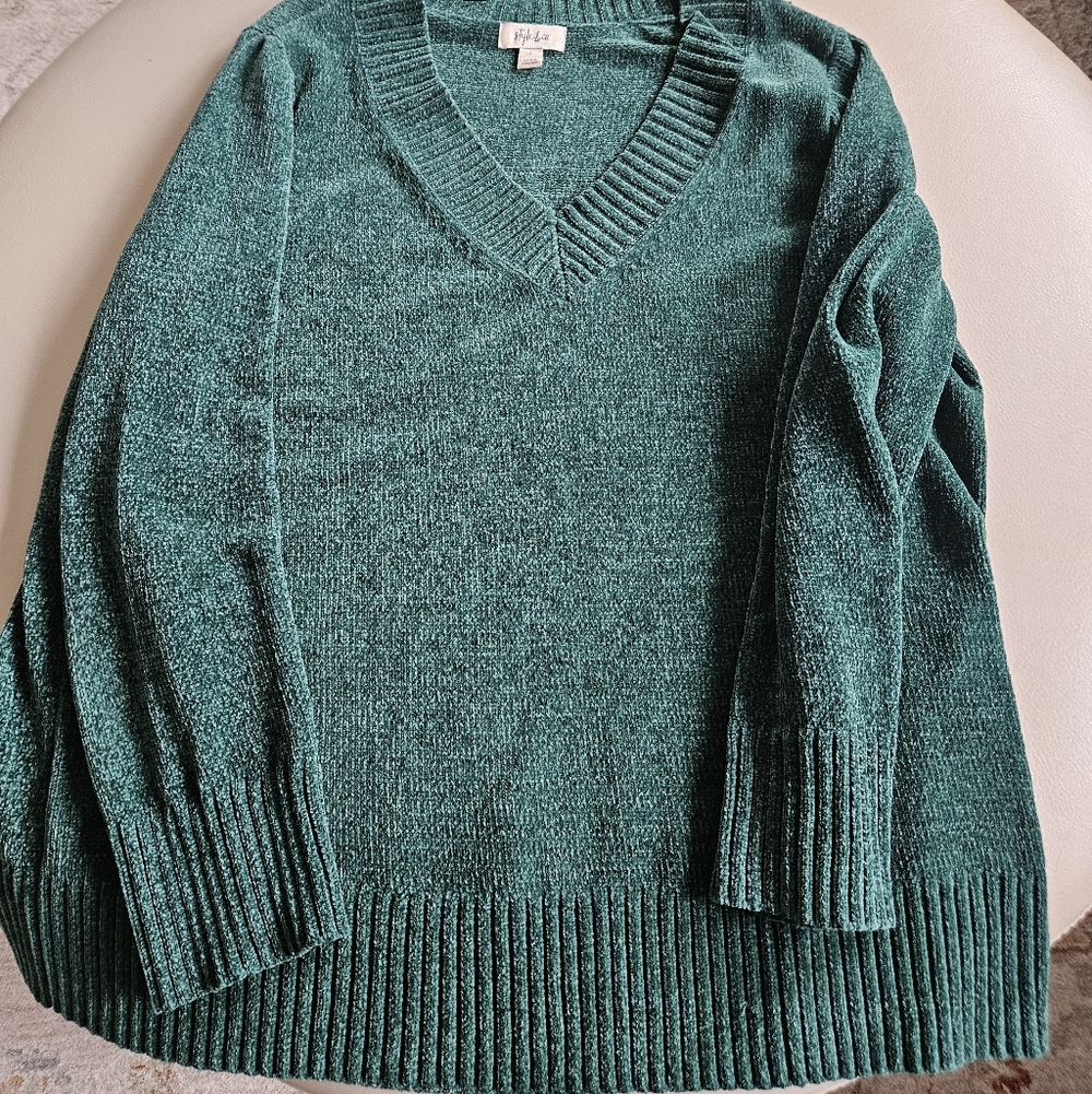 Style & Co. Emerald Green V-Neck Sweater